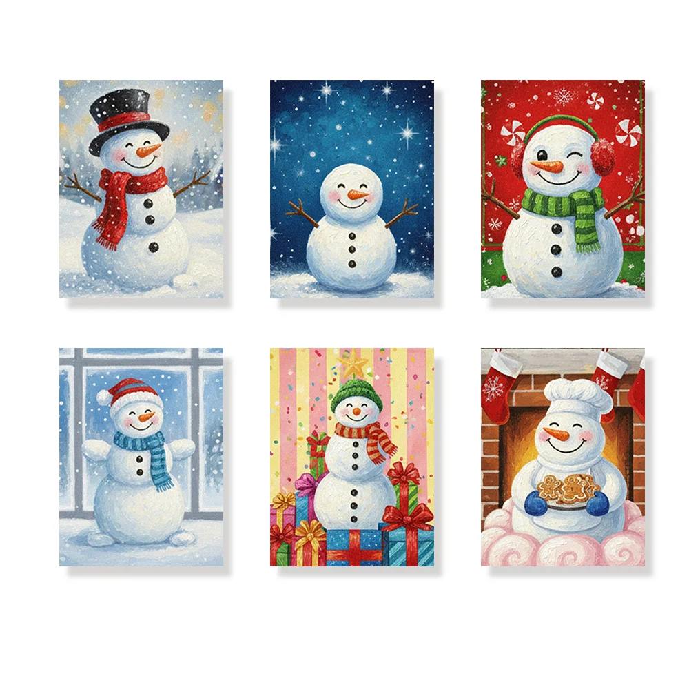 Pintar por números - 6 mini pinturas | Pequeña sonrisa del muñeco de nieve