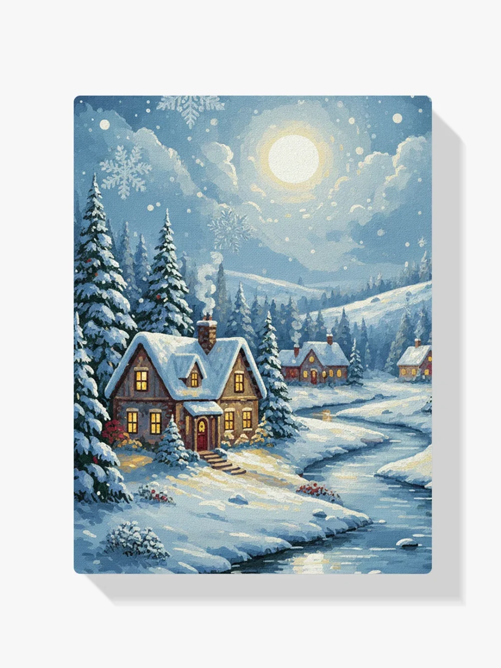 Pintar por Números - Aldea Nevada de Noche Silenciosa, foto 1