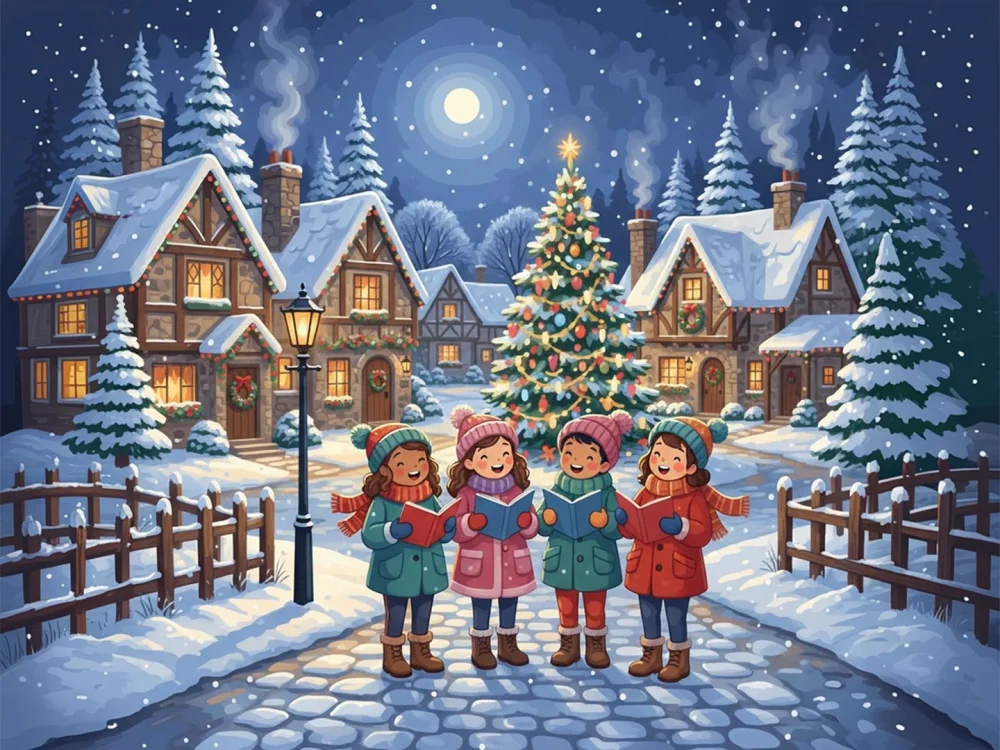 Pintar por Números - Cantantes navideños en la nieve, foto 2
