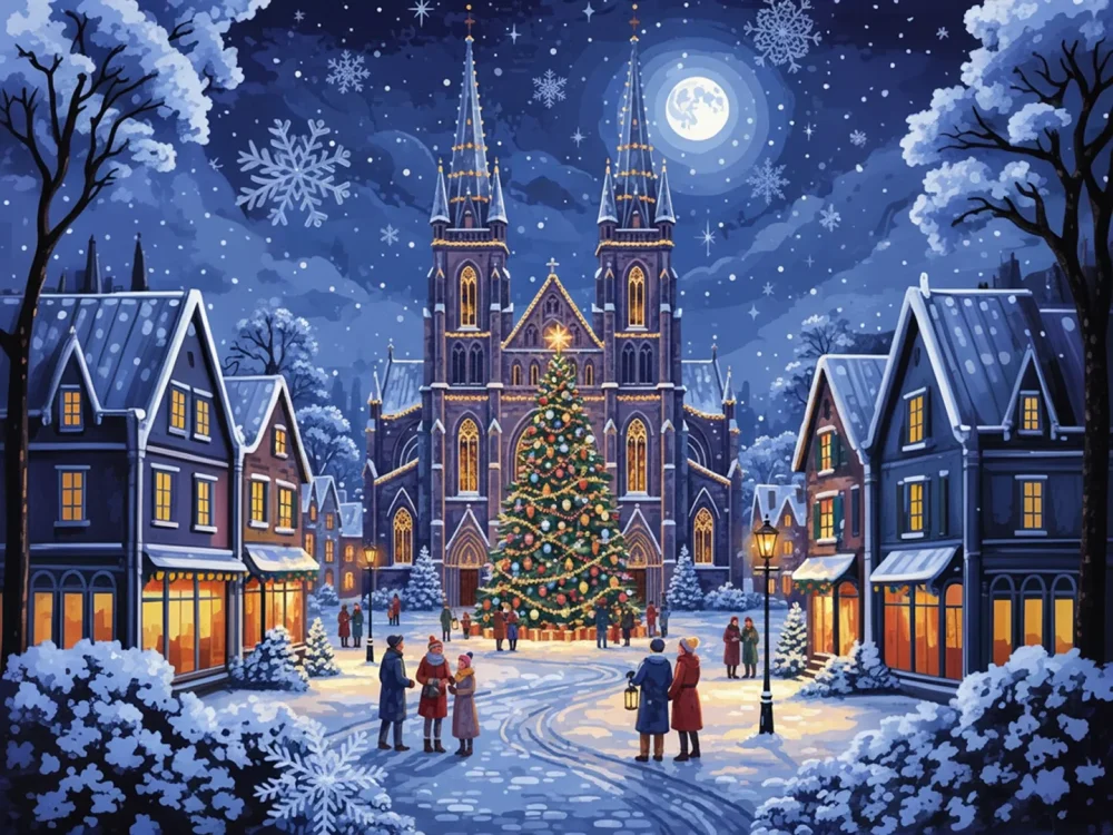 Pintar por Números - Catedral invernal en Nochebuena, foto 2
