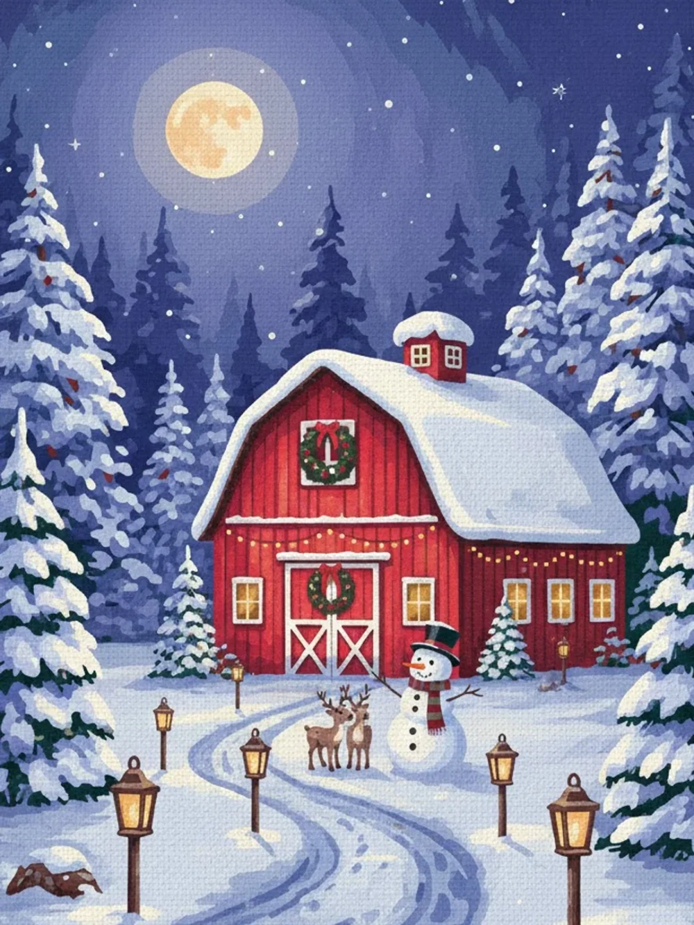 Pintar por Números - El pequeño granero rojo de Navidad, foto 2