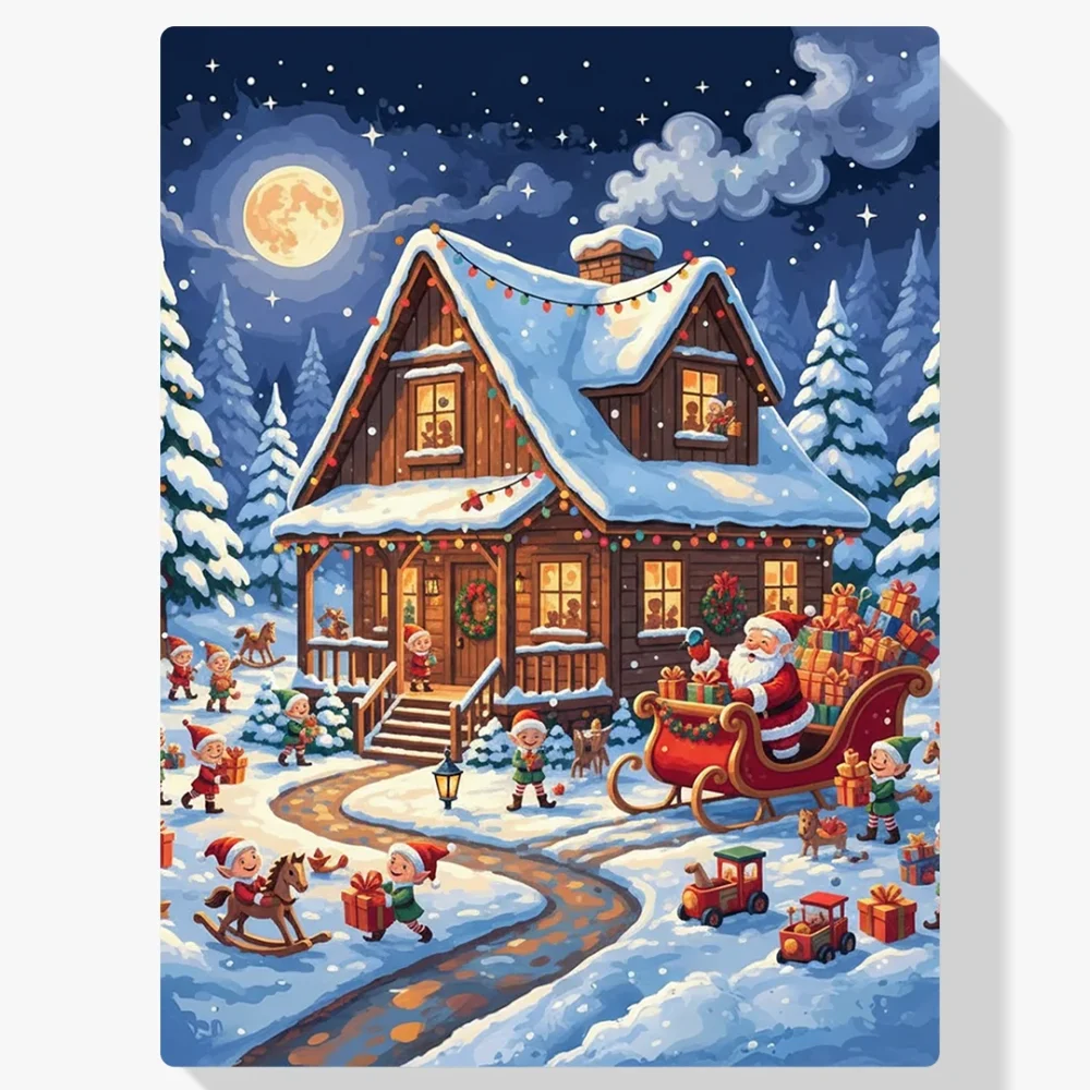 Pintar por Números - El taller de Papá Noel en la nieve