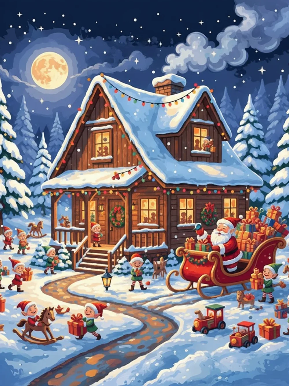 Pintar por Números - El taller de Papá Noel en la nieve, foto 2