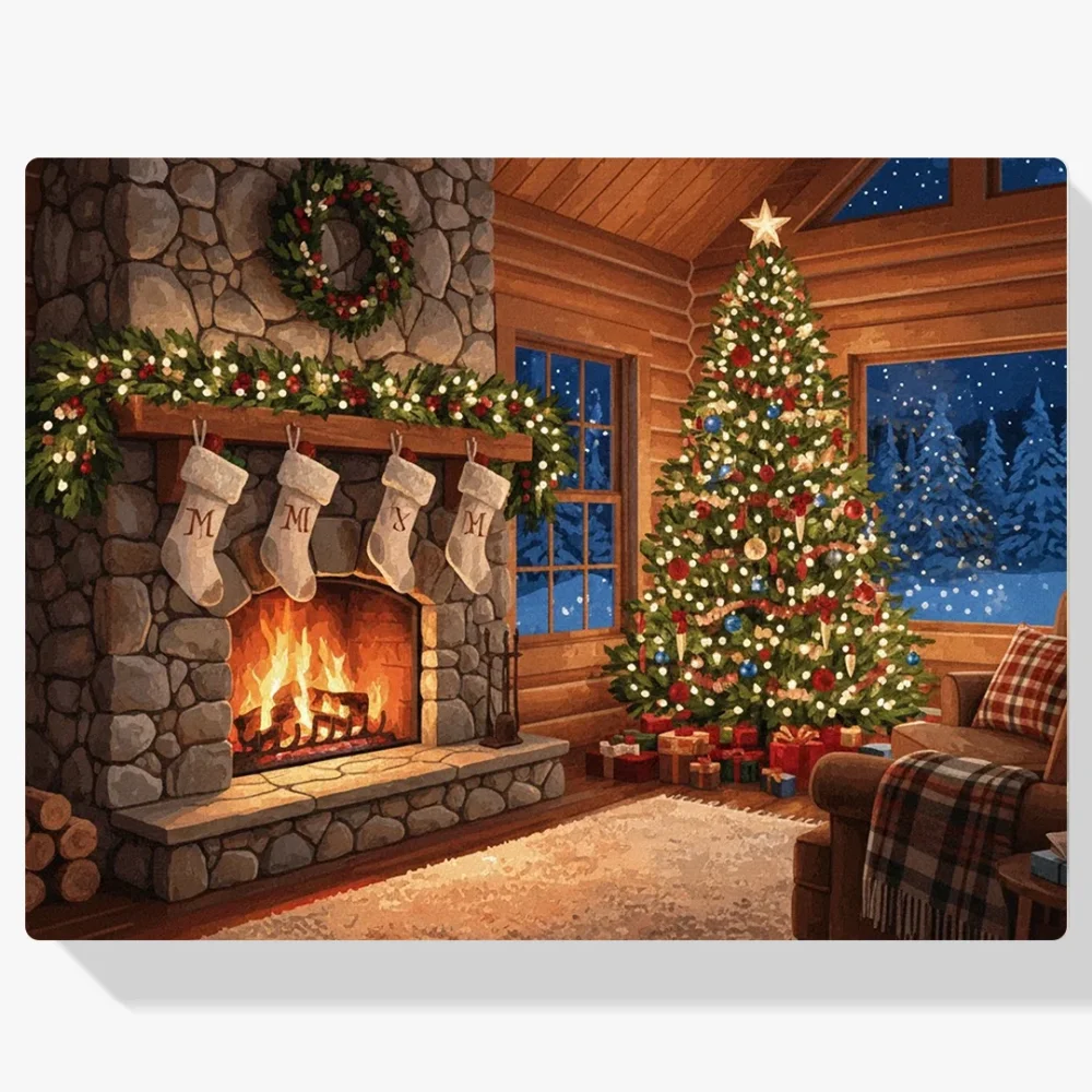 Pintar por Números - Hogar acogedor y luces navideñas