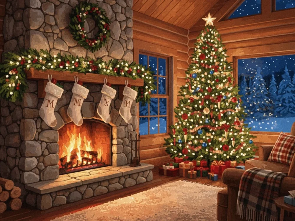 Pintar por Números - Hogar acogedor y luces navideñas, foto 2