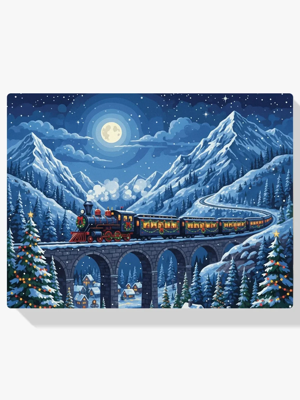 Pintar por Números - Tren Navideño a Través de las Montañas, foto 1