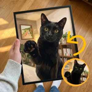 Cuadro por números personalizado con la foto de un gato negro