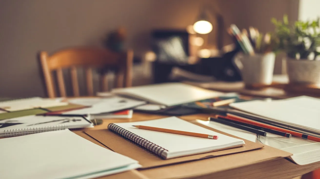 Un lápiz sobre la mesa antes de empezar a dibujar un retrato