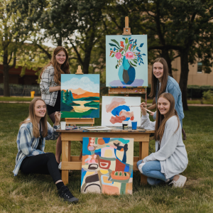 Noche de chicas con cuadros para pintar por números