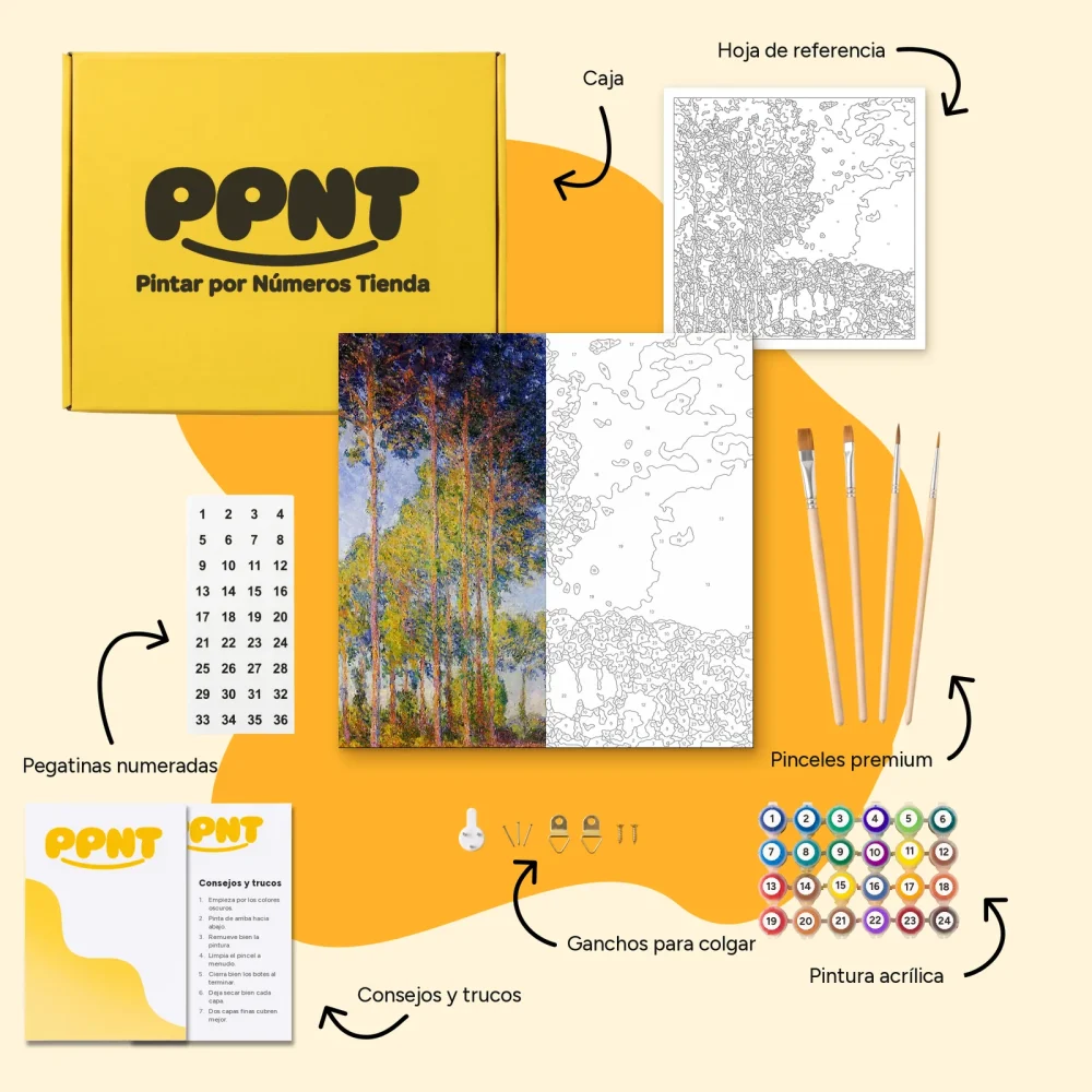 Pintar por Números - Álamos a orillas del Epte vistos desde el pantano