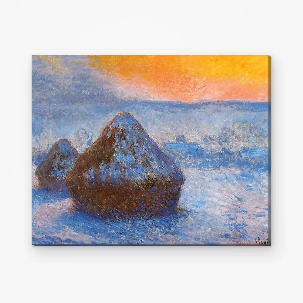 Pintar por Números - Almiares al atardecer, efecto de nieve