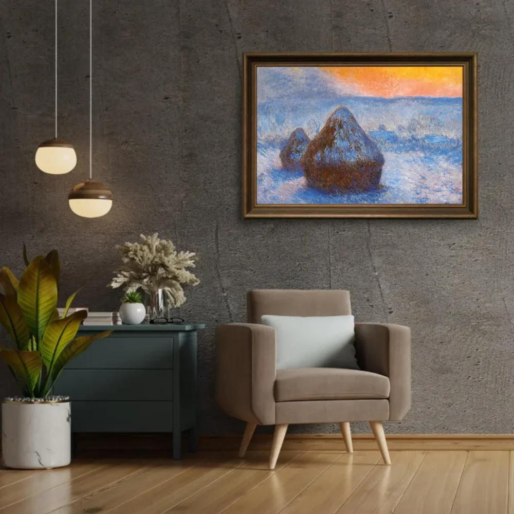 Pintar por números Almiares al atardecer, efecto de nieve – foto 2