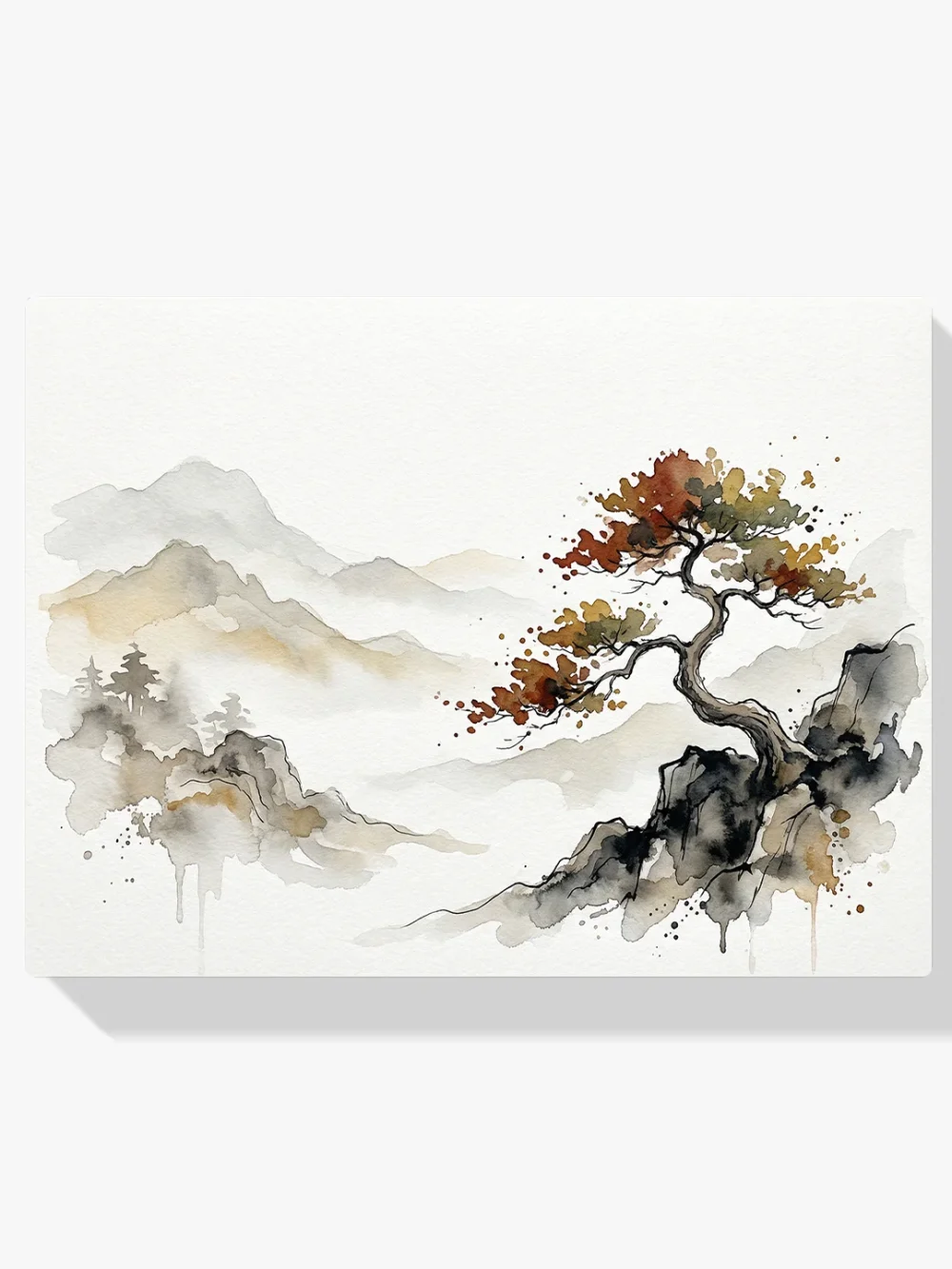 Pintar por números Árbol solitario en un paisaje de montaña