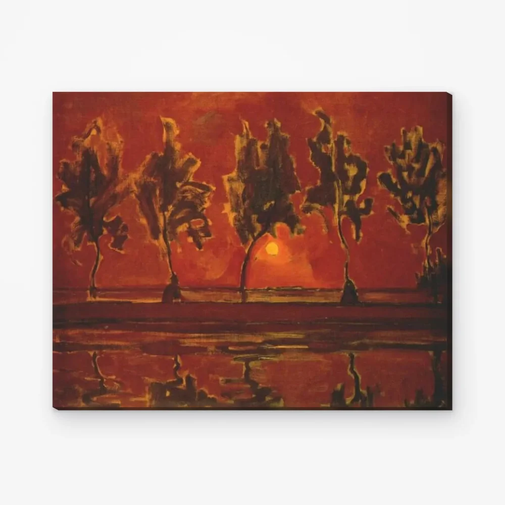 Pintar por Números - Árboles junto al Gein al salir la luna