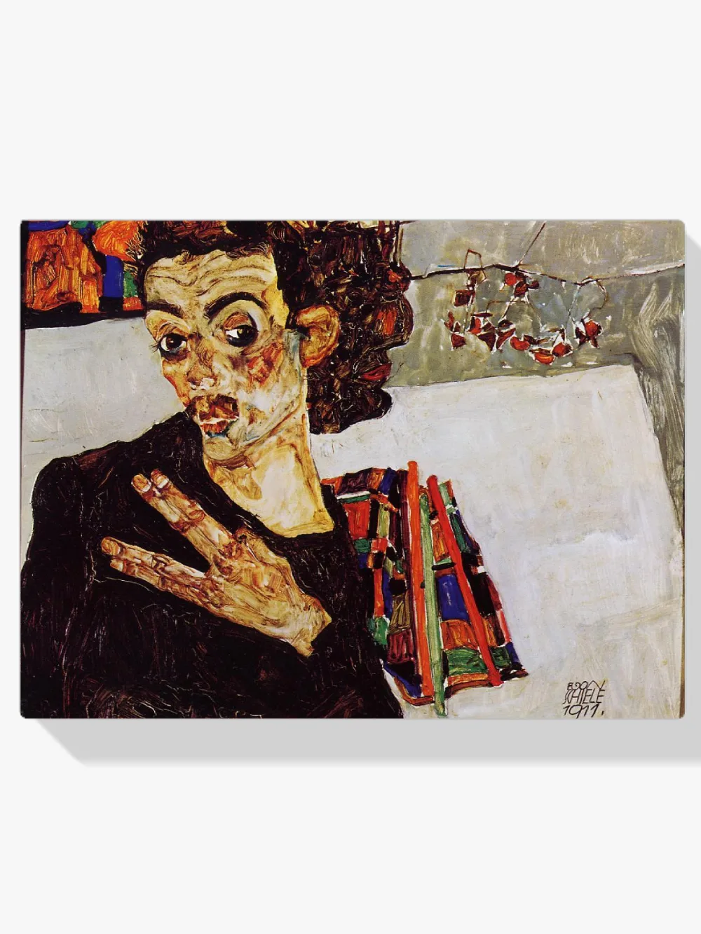 Pintar por números Autorretrato con jarrón negro y dedos abiertos