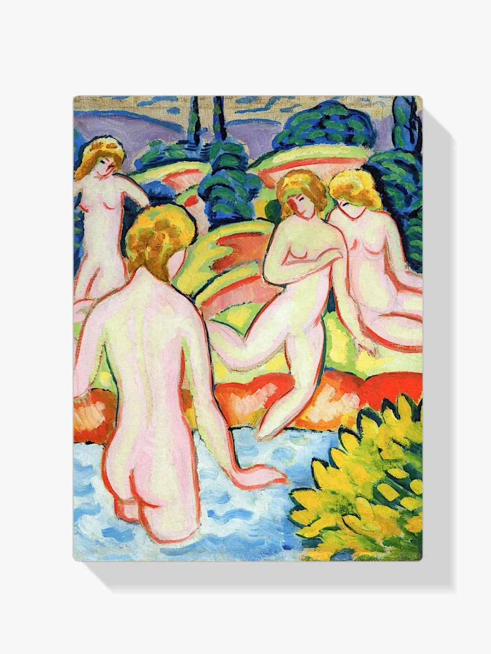 Pintar por números Bañistas con árboles de la vida