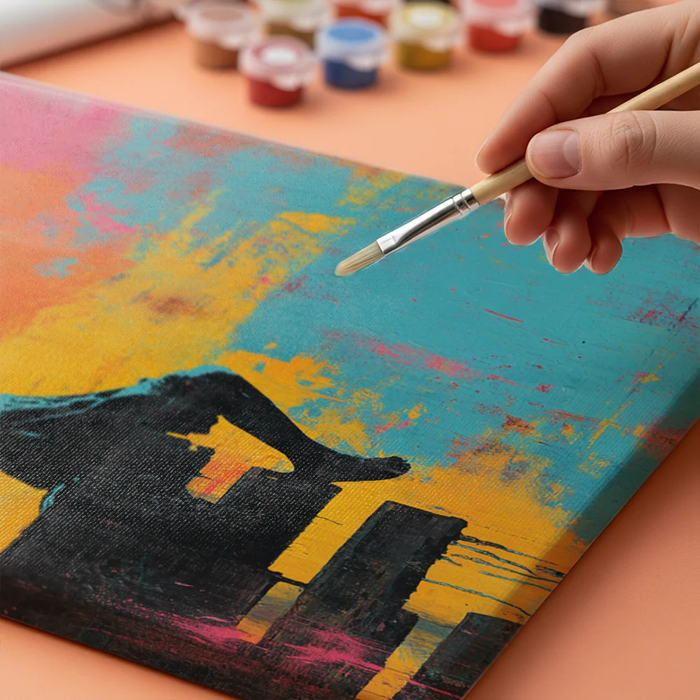 Pintar por números Banksy colorido - Niña con pájaros – foto 4