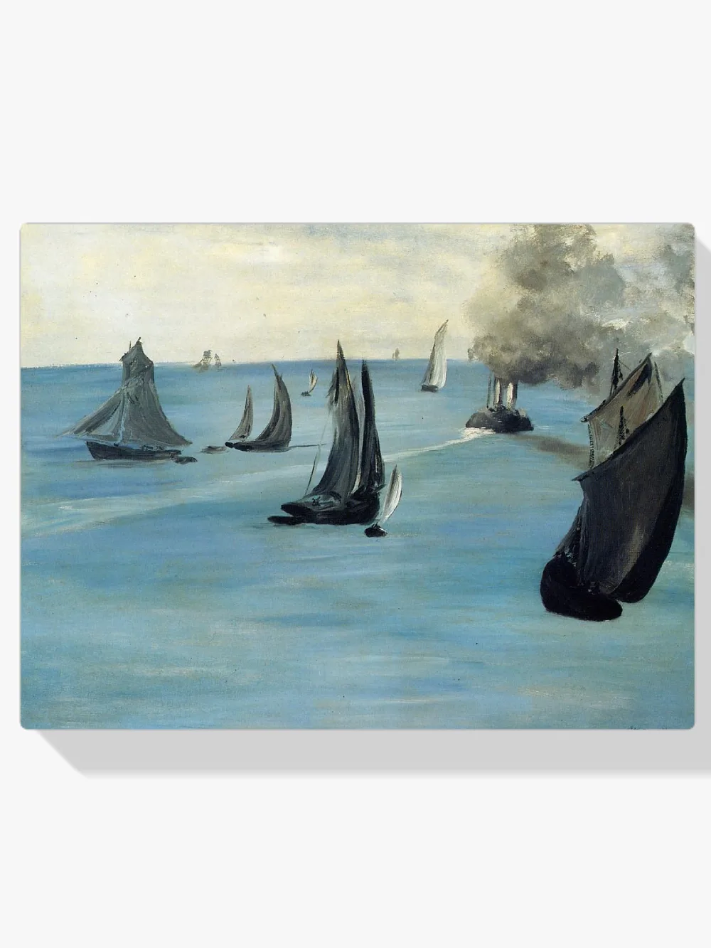 Pintar por números Barco de vapor, marina con mar en calma