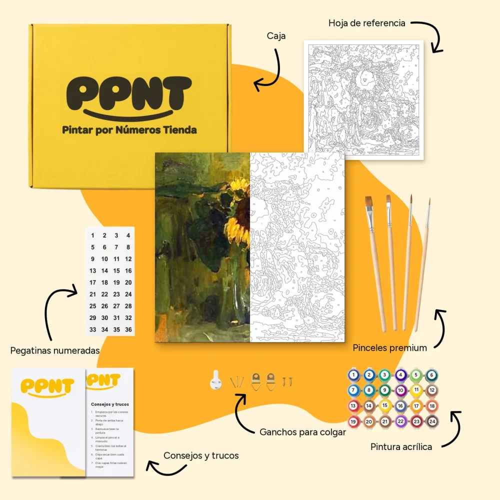 Pintar por Números - Bodegón con girasol