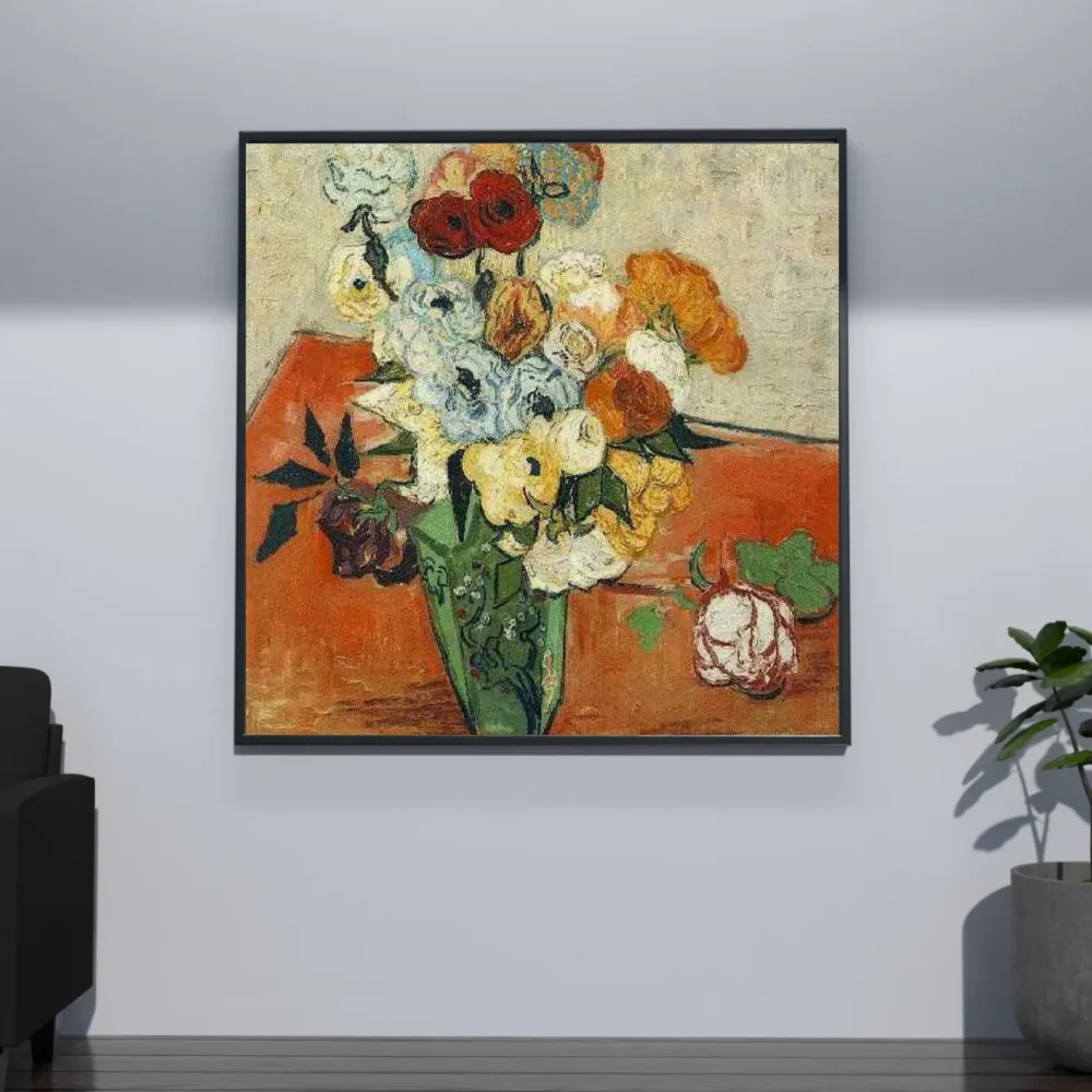 Pintar por números Bodegón con jarrón japonés, rosas y anémonas – foto 4