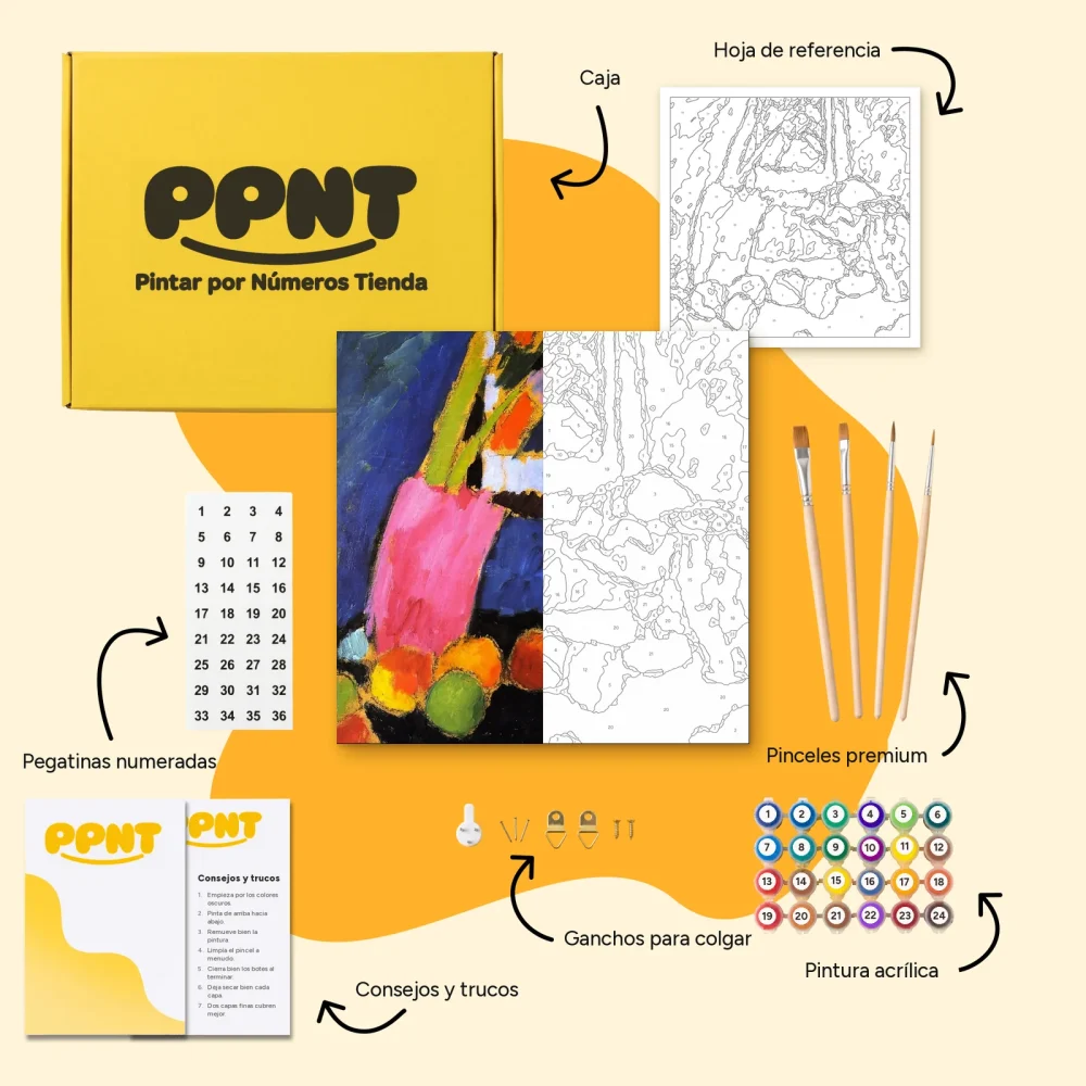 Pintar por Números - Bodegón con manzanas y violetas