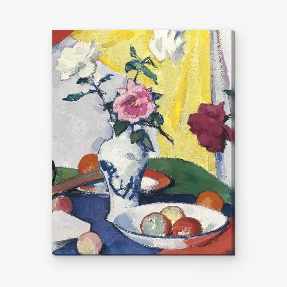 Pintar por Números - Bodegón con rosas sobre fondo amarillo