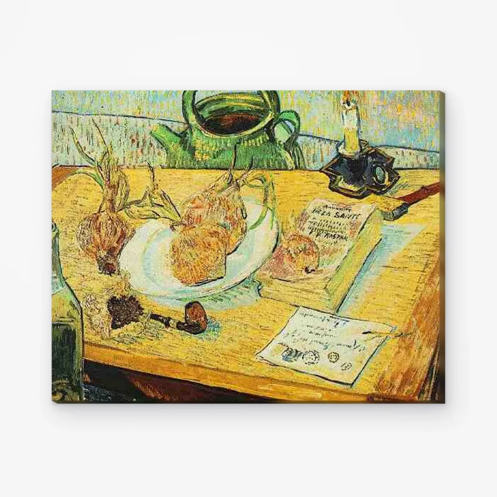 Pintar por Números - Bodegón con tablero de dibujo, pipa, cebollas y lacre