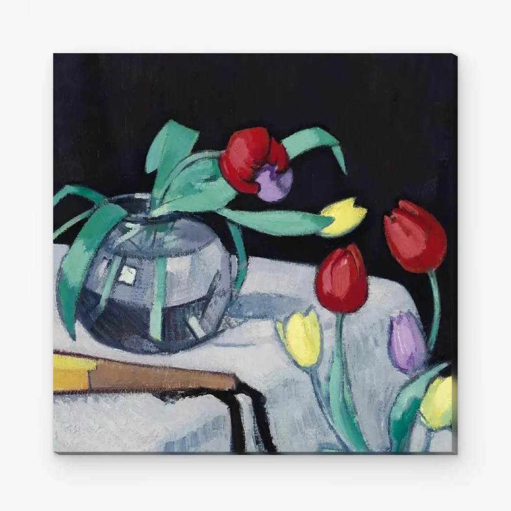 Pintar por Números - Bodegón con tulipanes sobre fondo negro