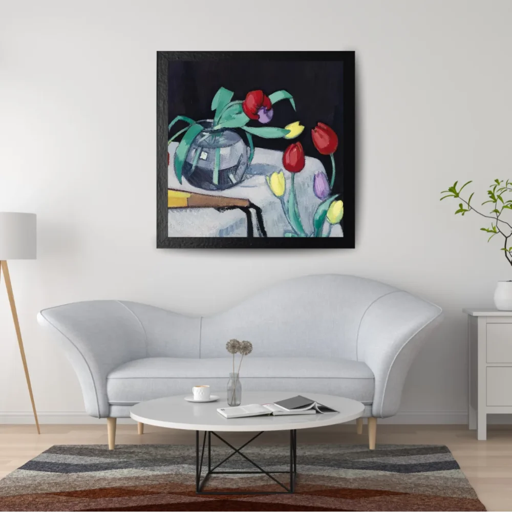 Pintar por números Bodegón con tulipanes sobre fondo negro – foto 2