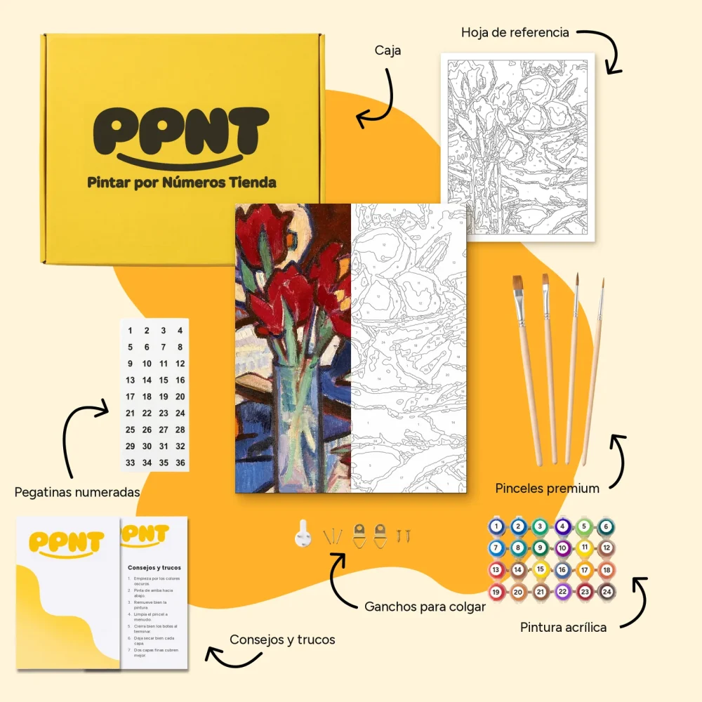 Pintar por Números - Bodegón con tulipanes y naranjas