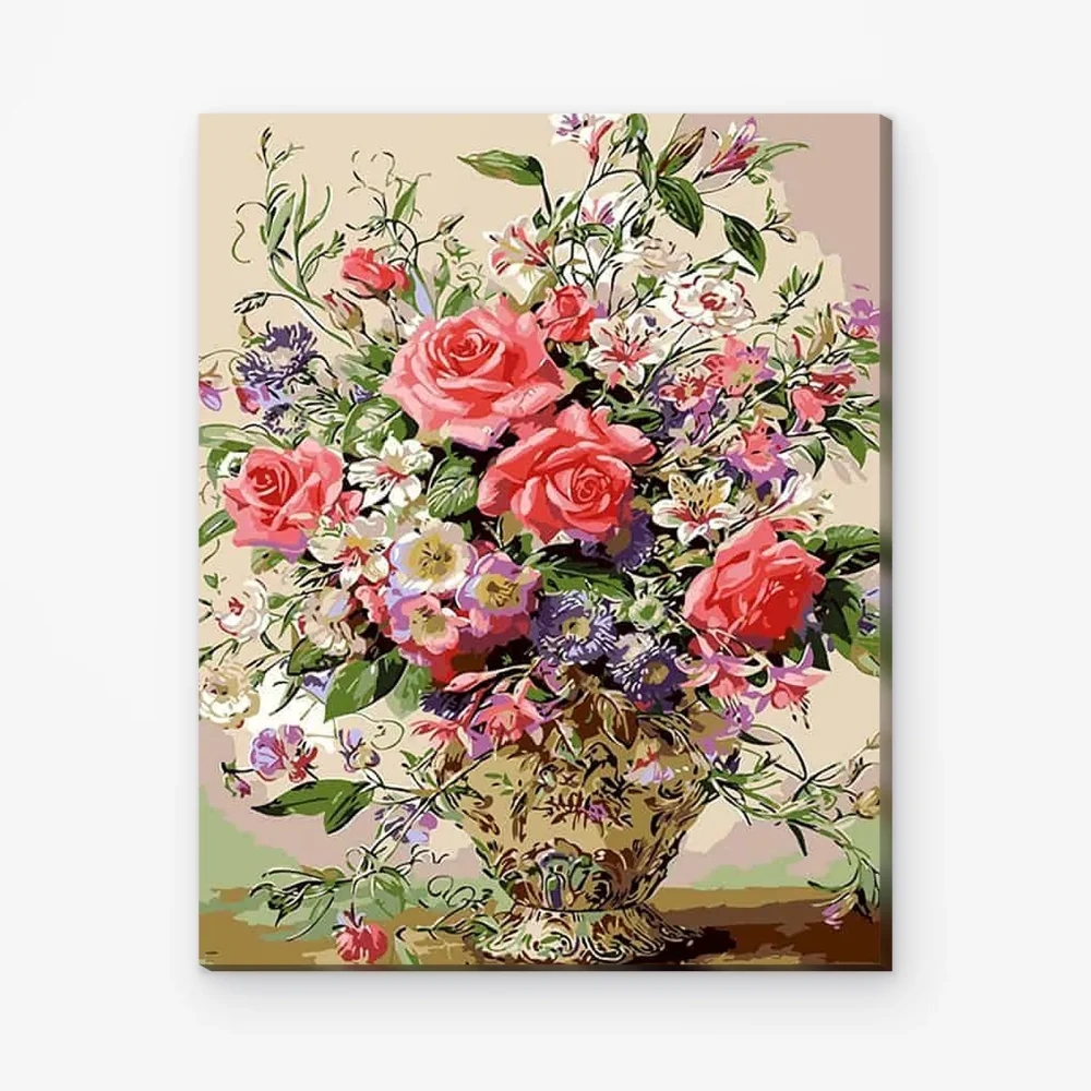 Pintar por Números - Bonitas flores en un jarrón