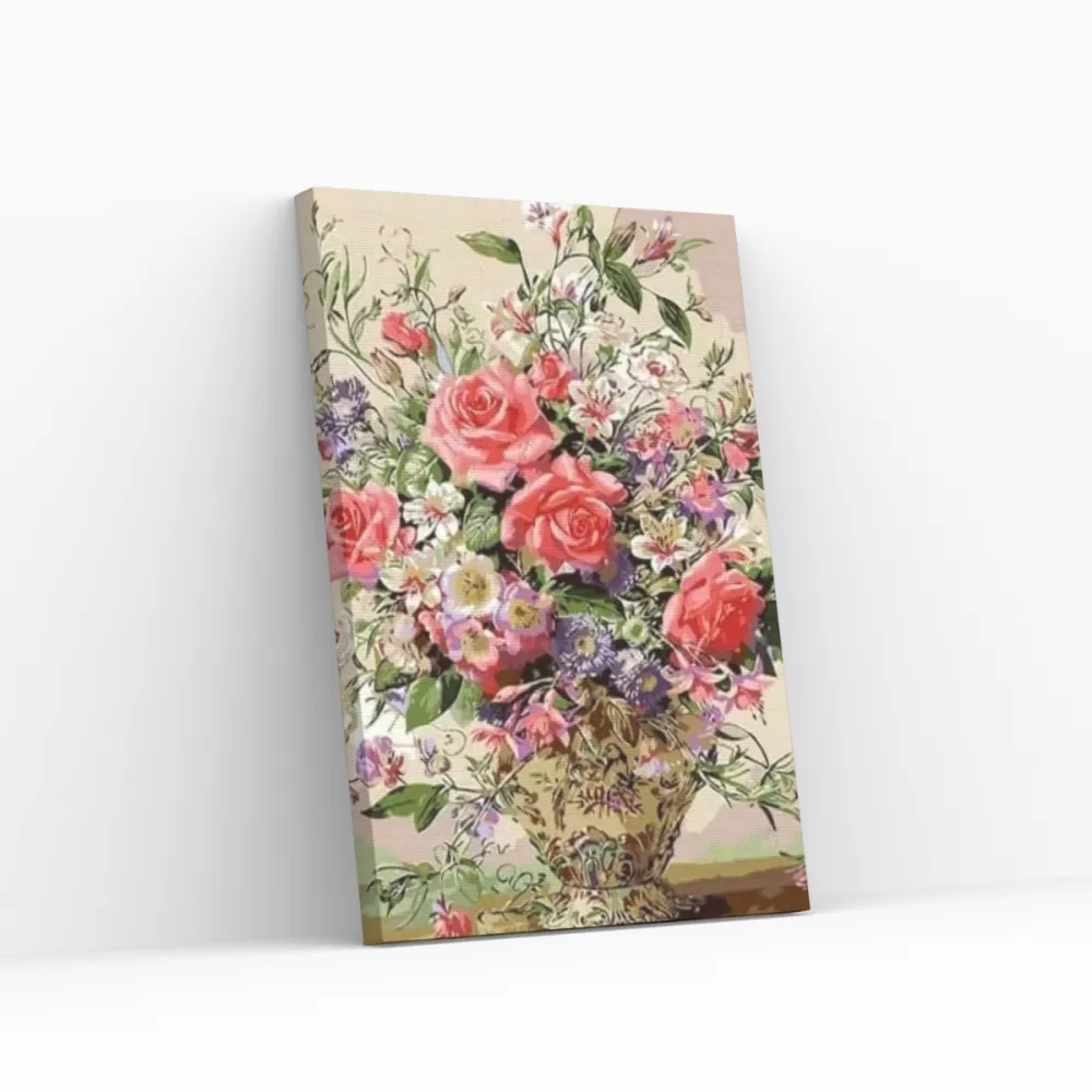 Pintar por números Bonitas flores en un jarrón
