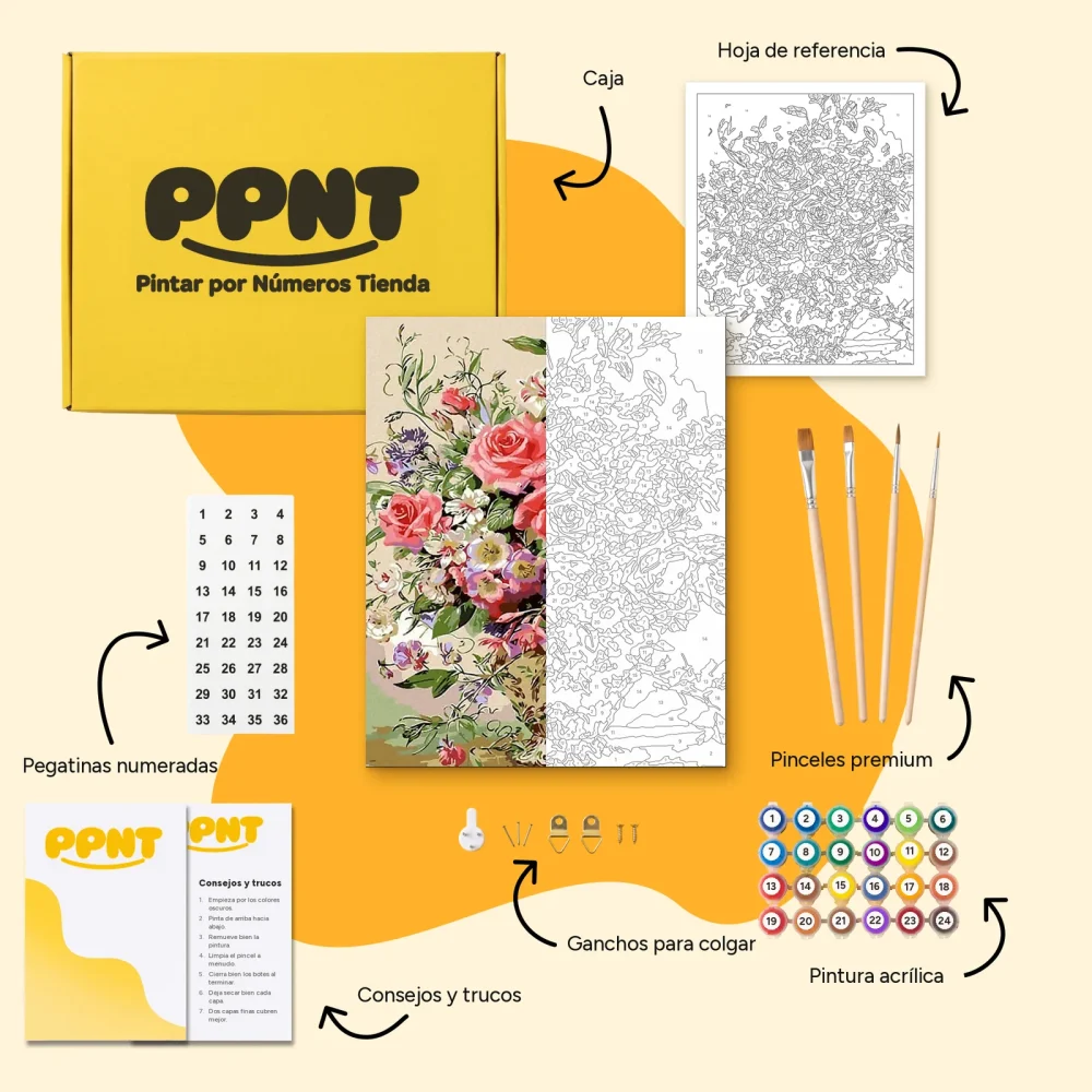 Pintar por Números - Bonitas flores en un jarrón