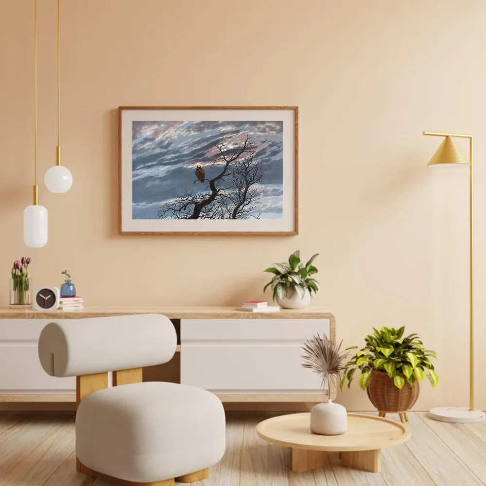 Pintar por números Búho en un árbol desnudo – foto 3