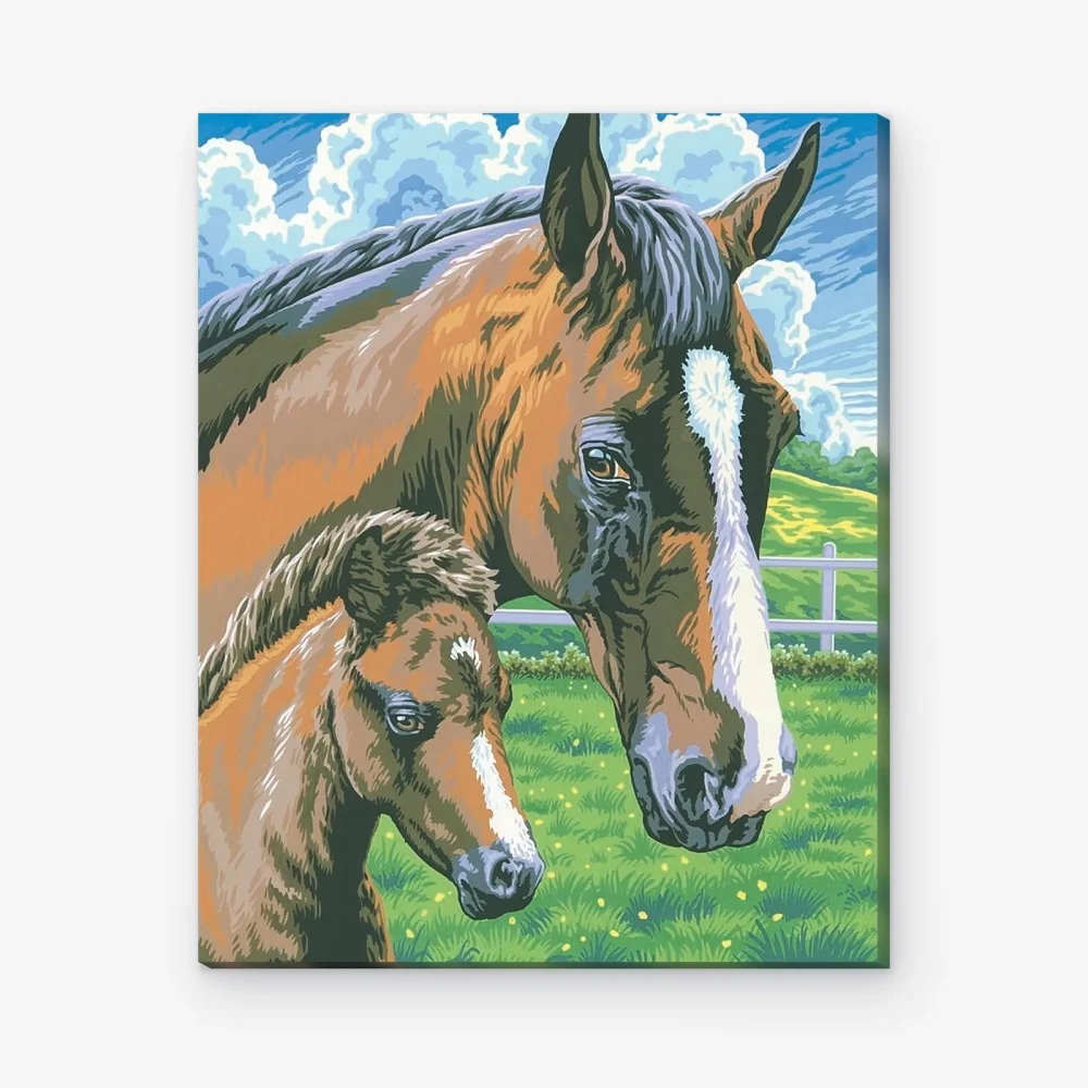 Pintar por Números - Caballo con su potrillo