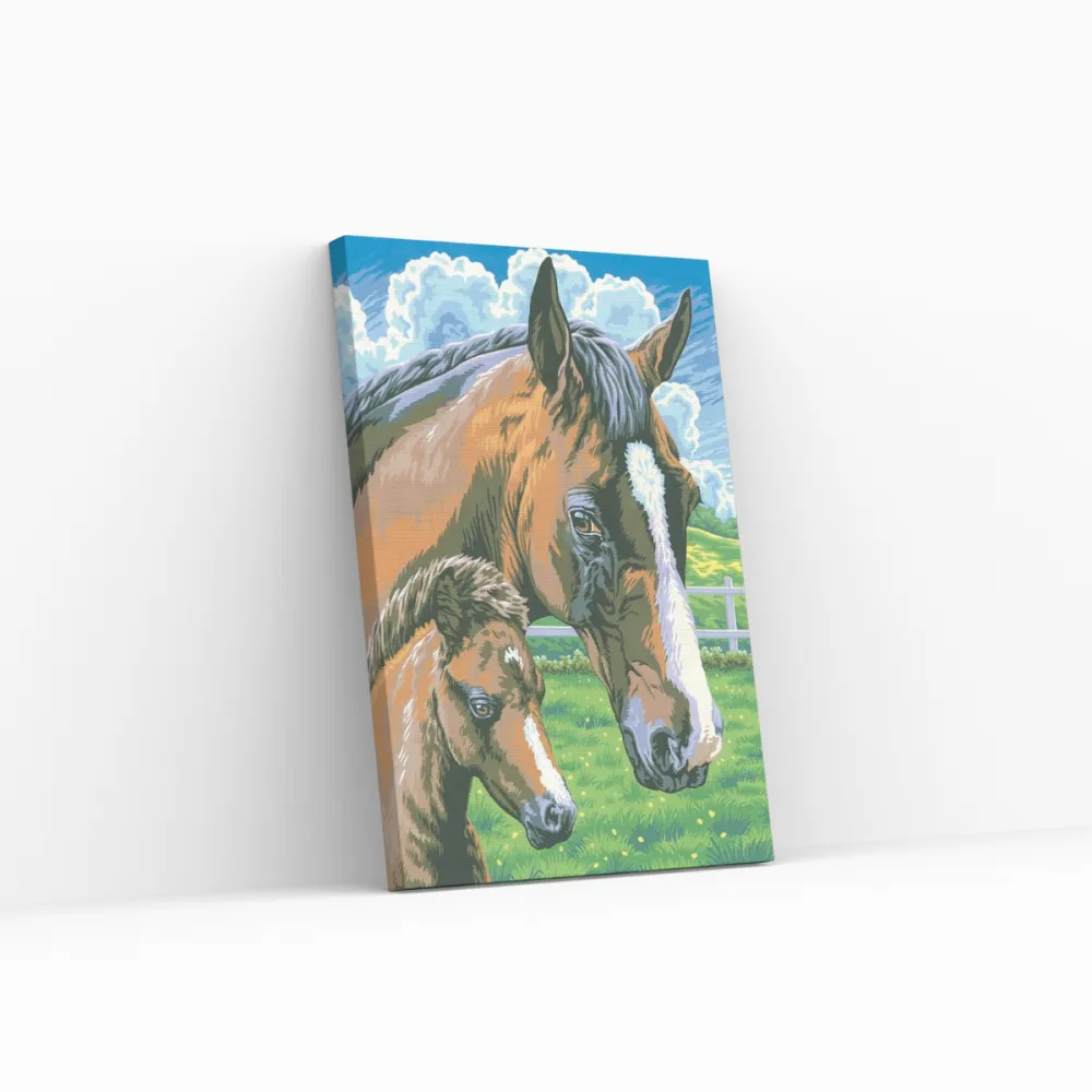 Pintar por números Caballo con su potrillo