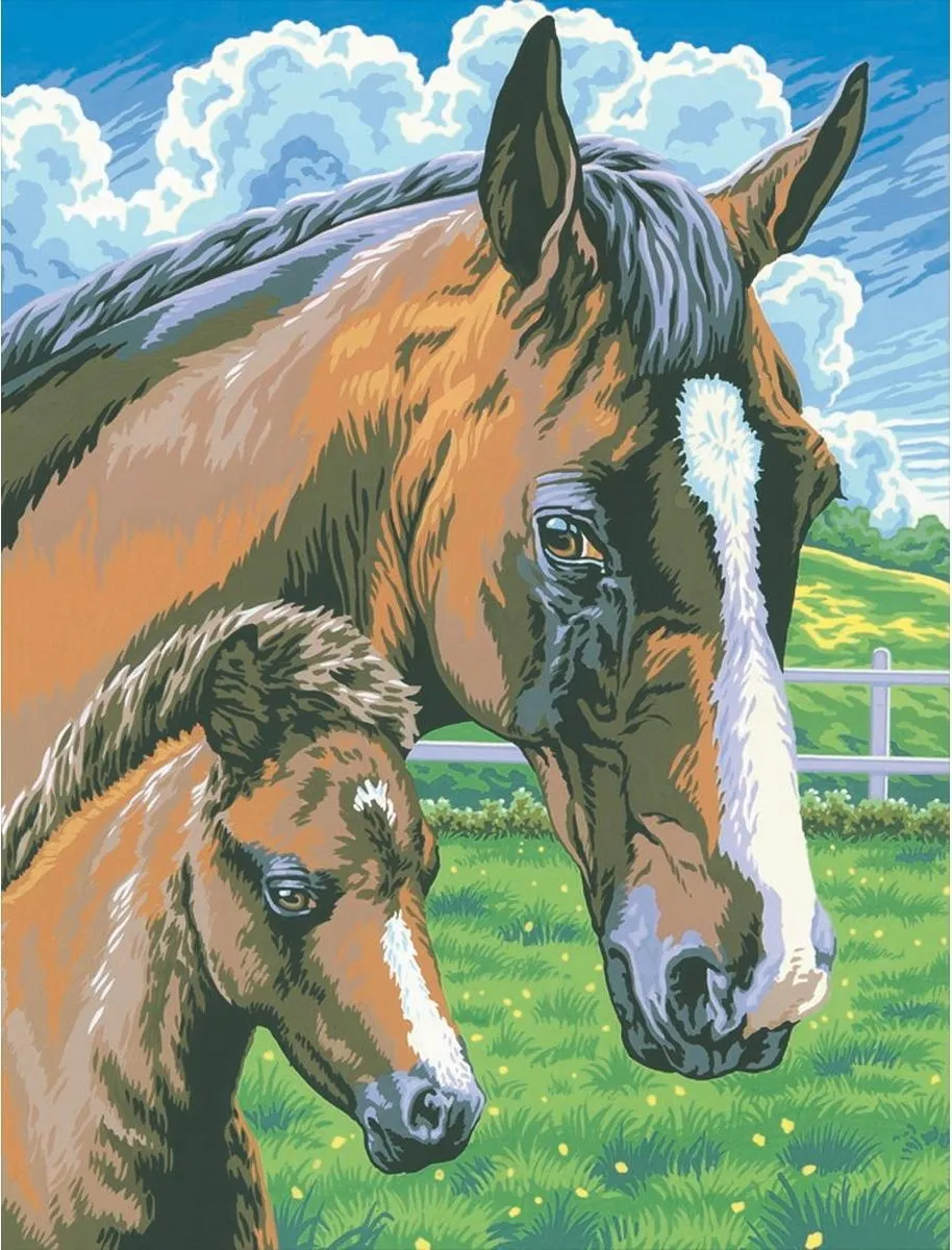 Pintar por números Caballo con su potrillo – foto 2