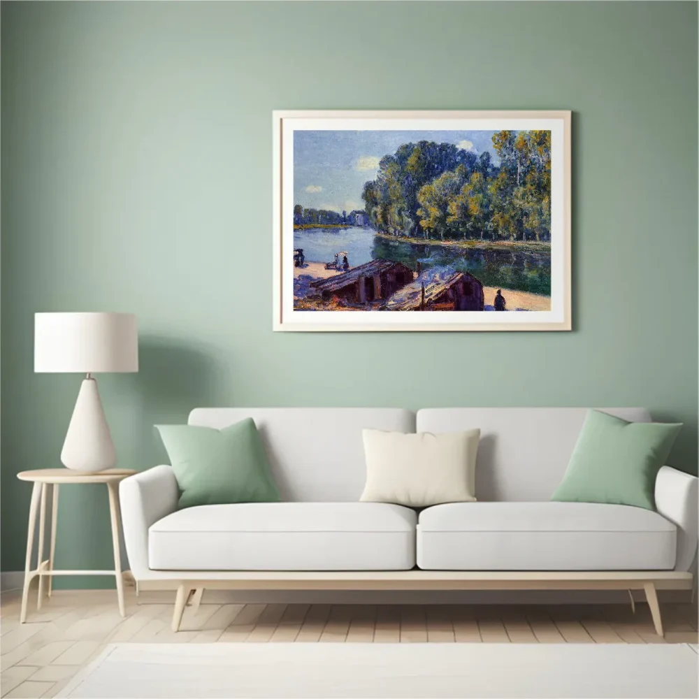 Pintar por números Cabañas junto al canal del Loing, efecto de sol – foto 4