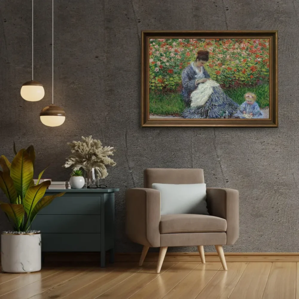 Pintar por números Camille Monet y un niño en el jardín de Argenteuil – foto 2