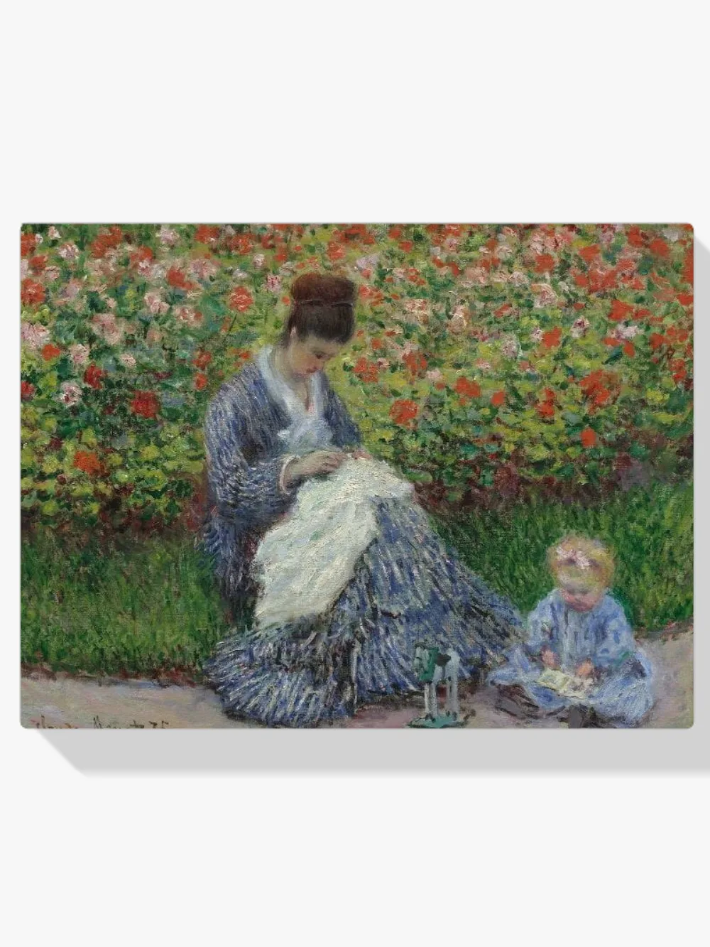 Pintar por números Camille Monet y un niño en el jardín de Argenteuil