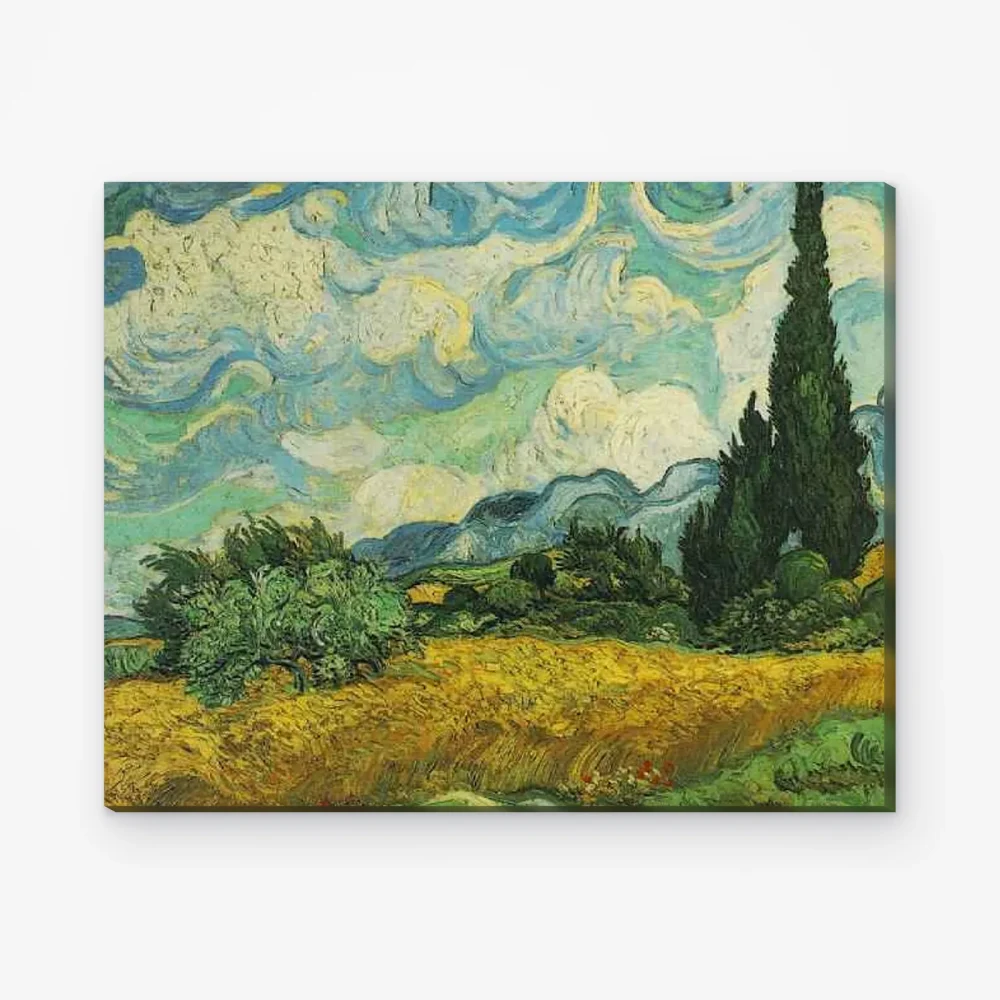 Pintar por Números - Campo de trigo con cipreses en la Haute Galline