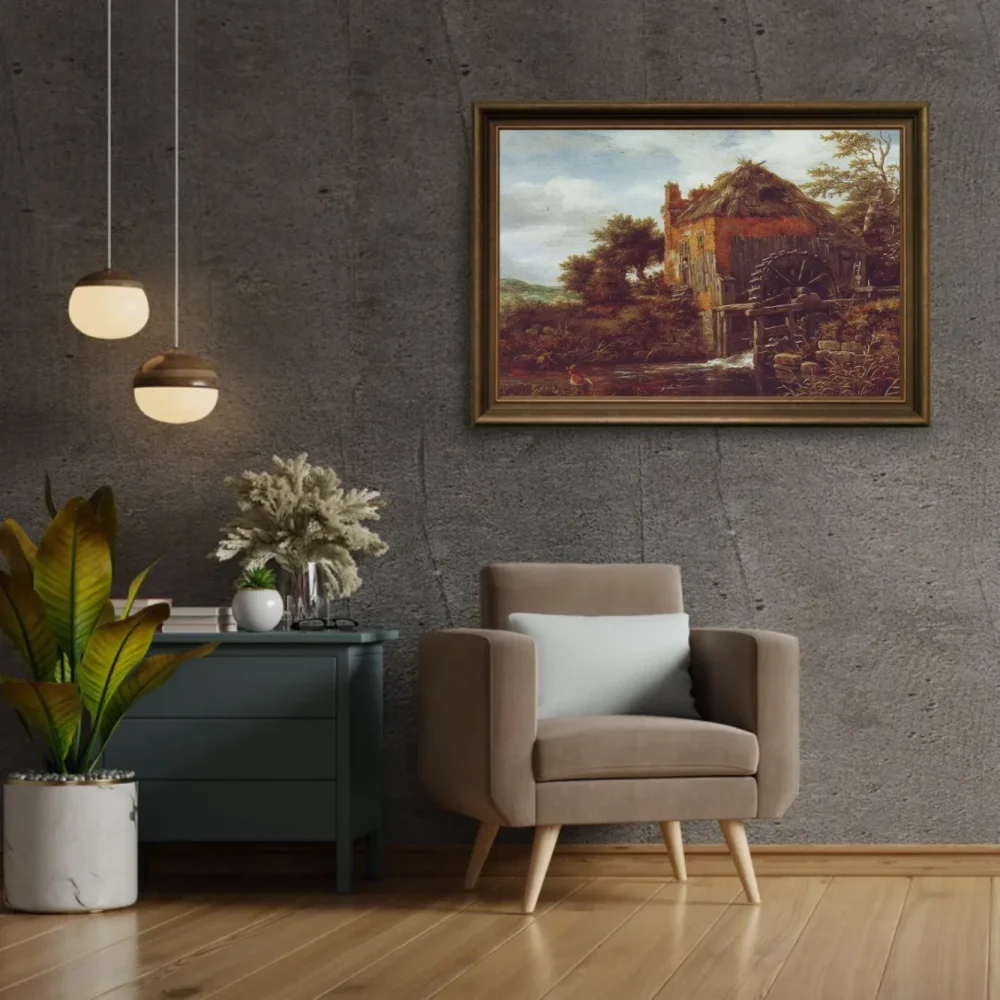 Pintar por números Casa con tejado de paja y molino de agua – foto 2