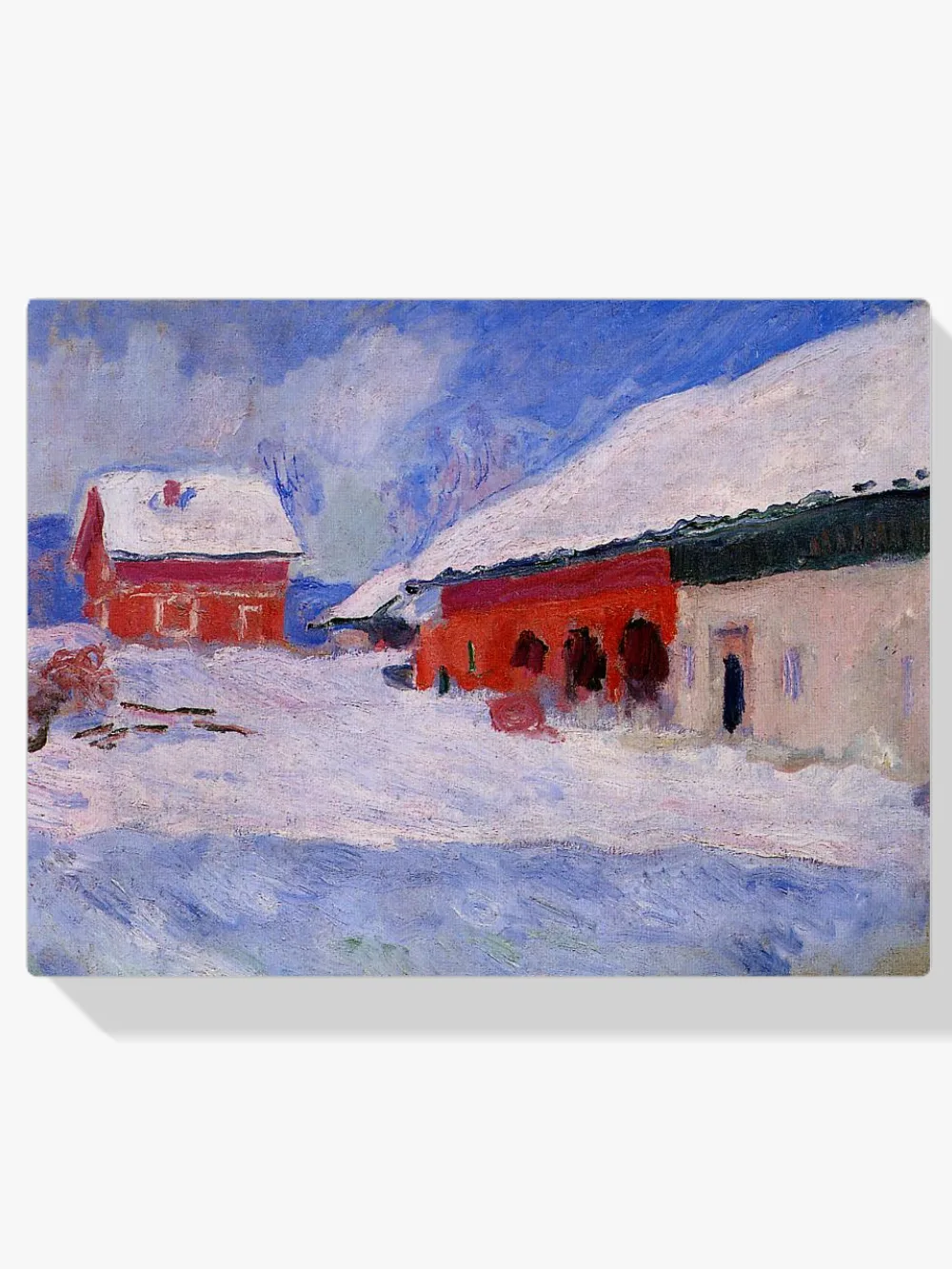 Pintar por números Casas rojas en Bjørnegård bajo la nieve, Noruega