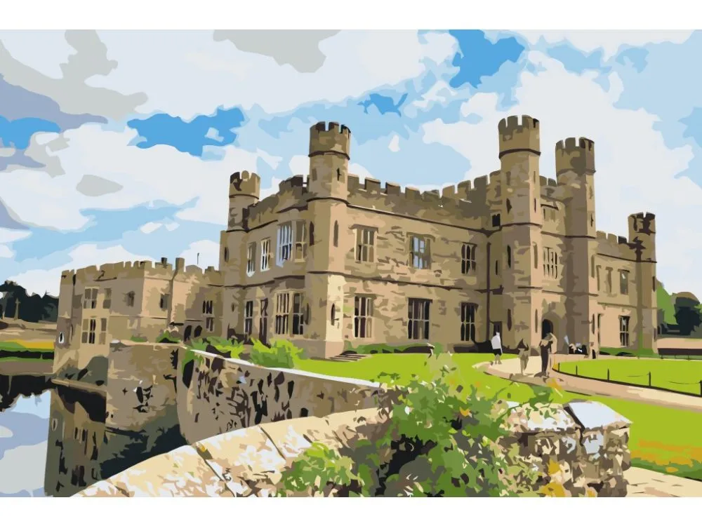 Pintar por números Castillo de Leeds, Inglaterra - Castillo con foso – foto 2
