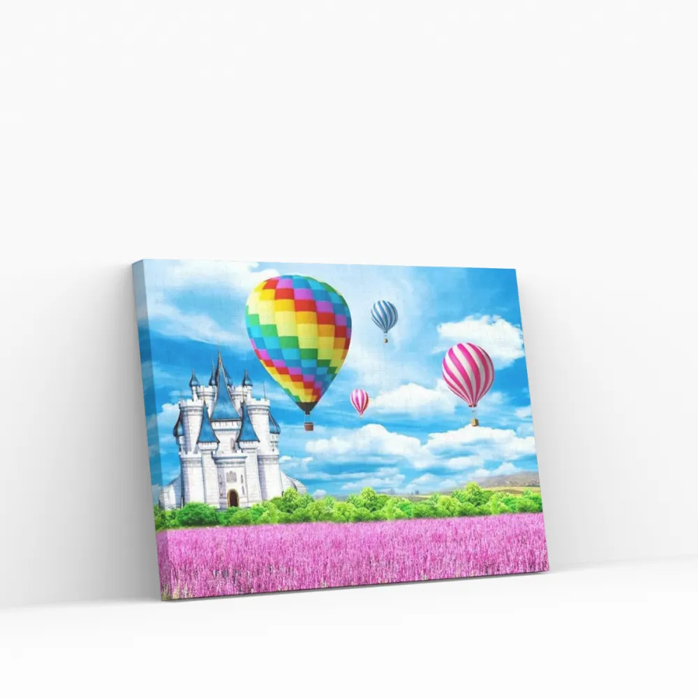 Pintar por números Castillo y globo aerostático