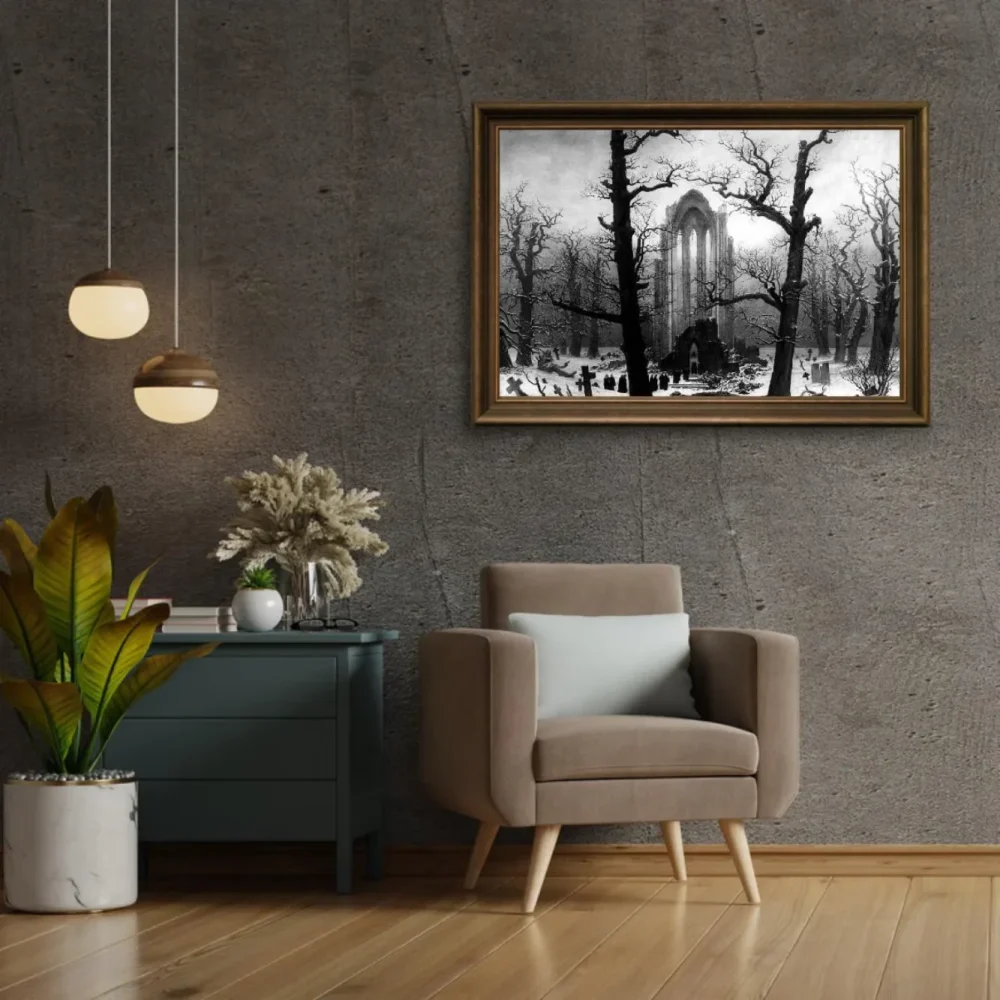 Pintar por números Cementerio del claustro en la nieve – foto 2