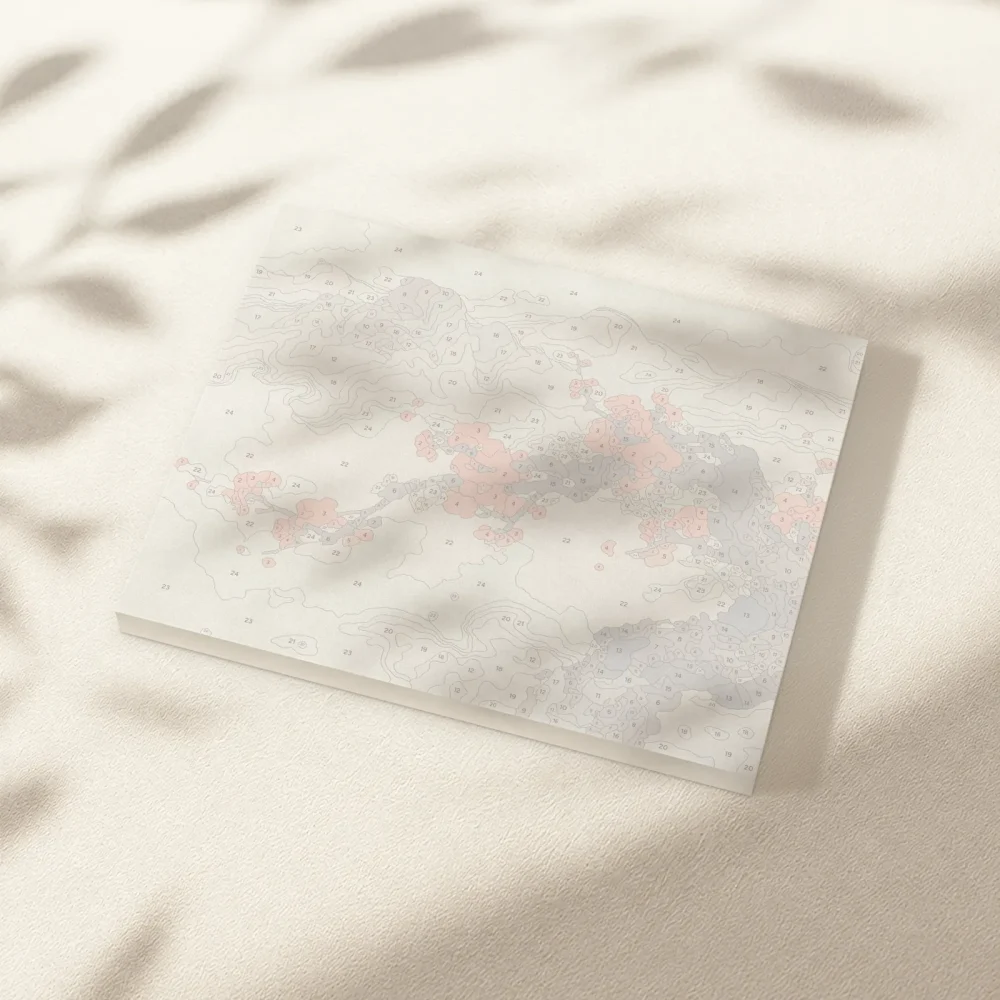 Pintar por Números - Cerezos en flor y cumbres brumosas, panorama japandi