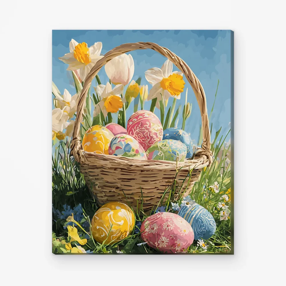 Pintar por Números - Cesta llena de felicidad de Pascua