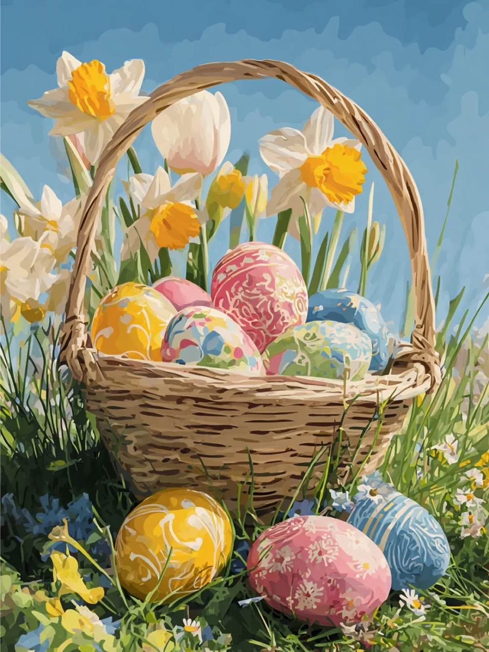 Pintar por números Cesta llena de felicidad de Pascua – foto 2