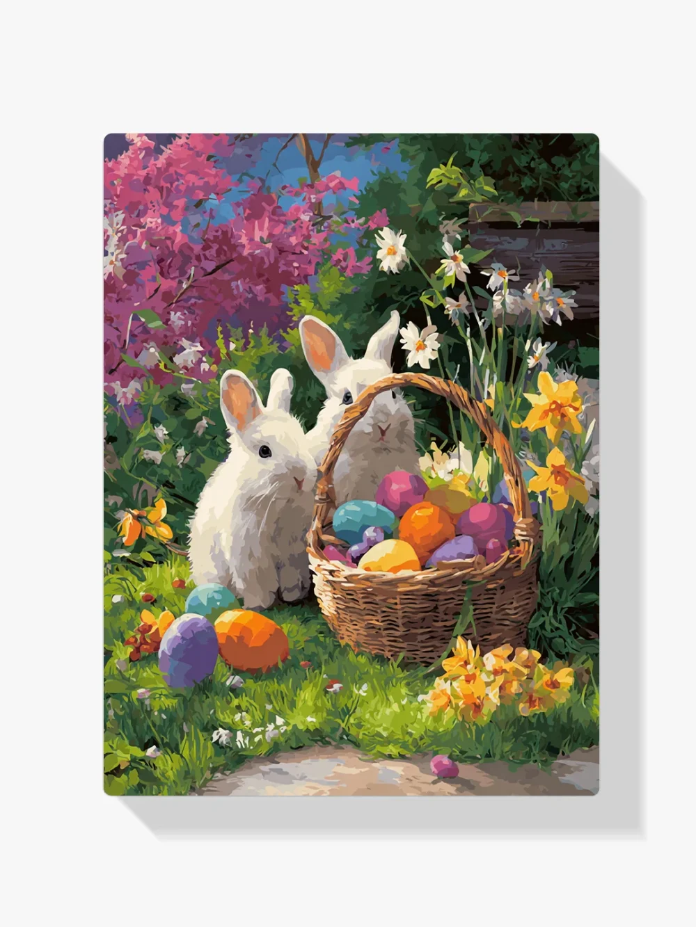 Pintar por números Cestita de Pascua en el jardín